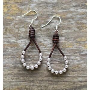 Handmade Leather Beaded Boho Earrings